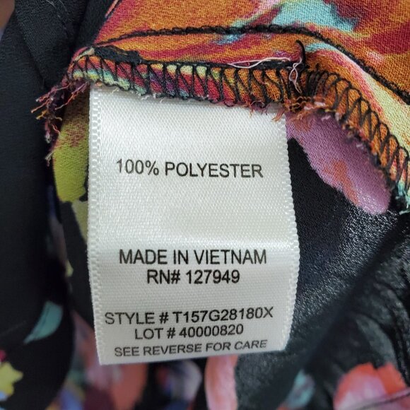 Floral & Ivy Womens 2X Button Front Chiffon Blouse Black Sheer Lightweight Top - Picture 11 of 14